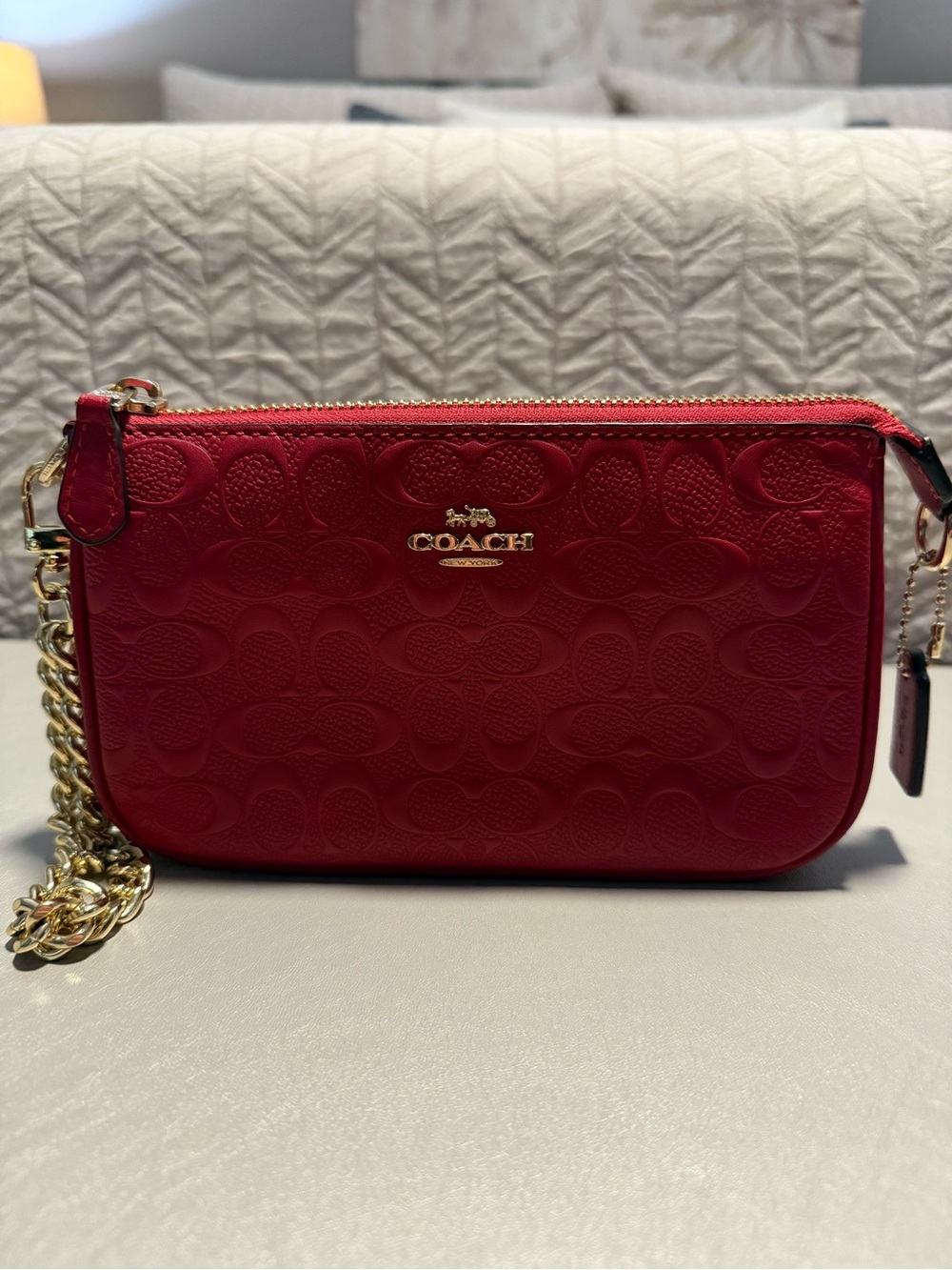 Coach Red Embossed Nolita 19 Leather Crossbody/Wristlet